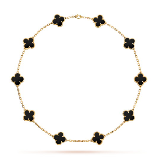 [Okajuri Jewelry] CLOVER 10 MOTIFS ONYX NECKLACE