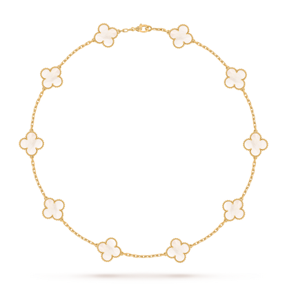 [Okajuri Jewelry] CLOVER 10 MOTIFS PINK MOP NECKLACE