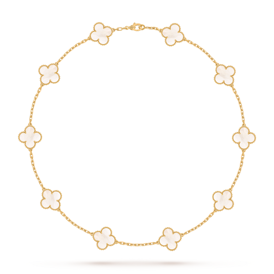 [Okajuri Jewelry] CLOVER 10 MOTIFS PINK MOP NECKLACE
