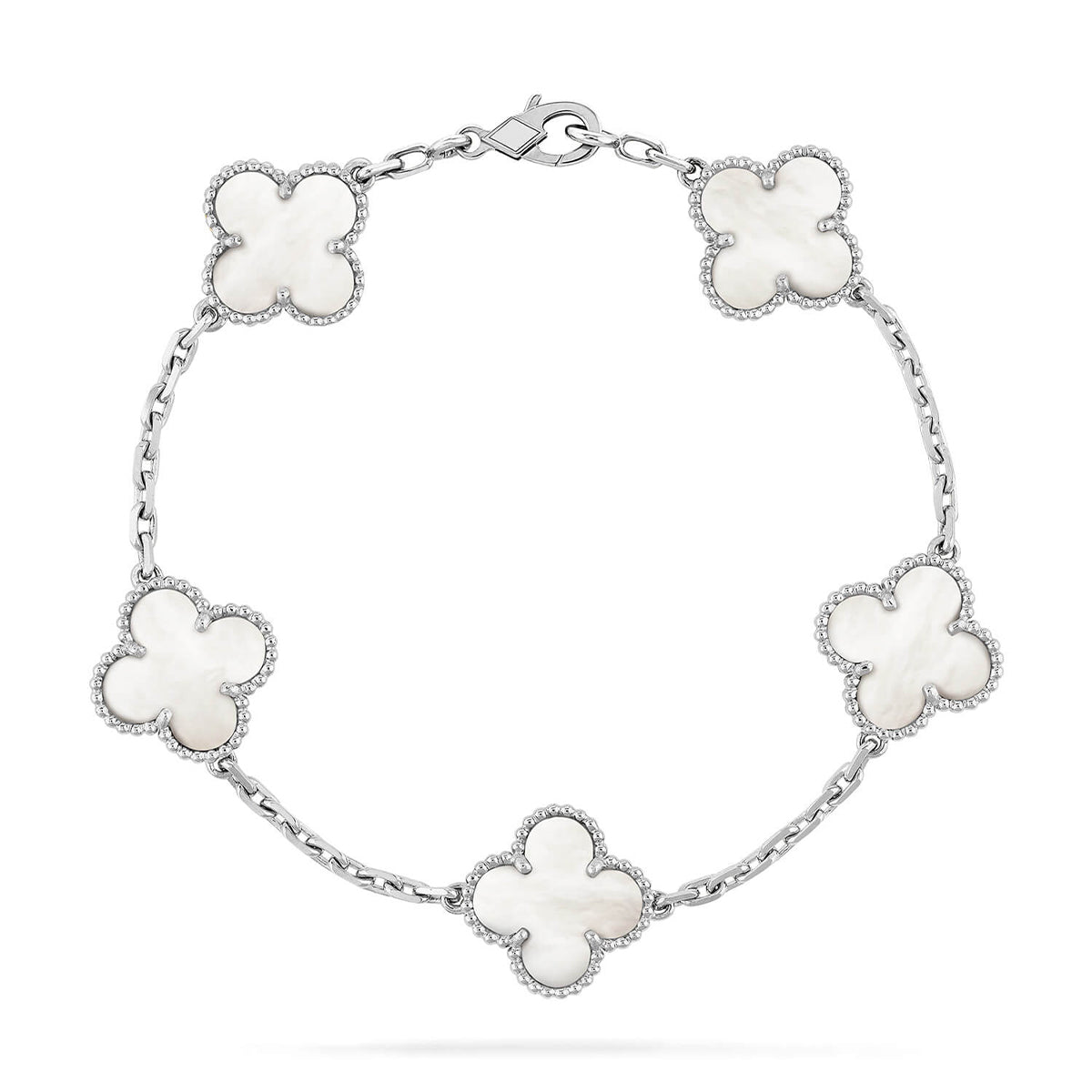 [Okajuri Jewelry]CLOVER WHITE PEARL MOP 5 MOTIF BRACELET COLLECTION