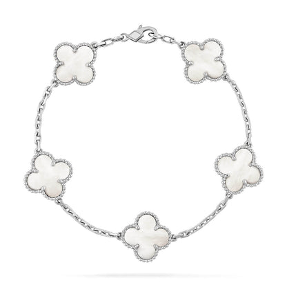 [Okajuri Jewelry]CLOVER WHITE PEARL MOP 5 MOTIF BRACELET COLLECTION