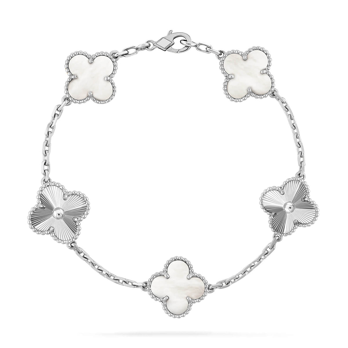 [Okajuri Jewelry]CLOVER WHITE PEARL MOP 5 MOTIF BRACELET COLLECTION