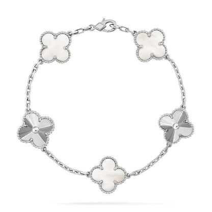 [Okajuri Jewelry]CLOVER WHITE PEARL MOP 5 MOTIF BRACELET COLLECTION