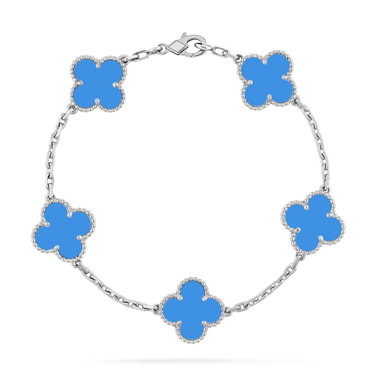 [Okajuri Jewelry] CLOVER 5 MOTIF BLUE AGATE BRACELET COLLECTION