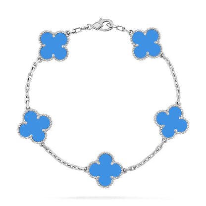 [Okajuri Jewelry] CLOVER 5 MOTIF BLUE AGATE BRACELET COLLECTION