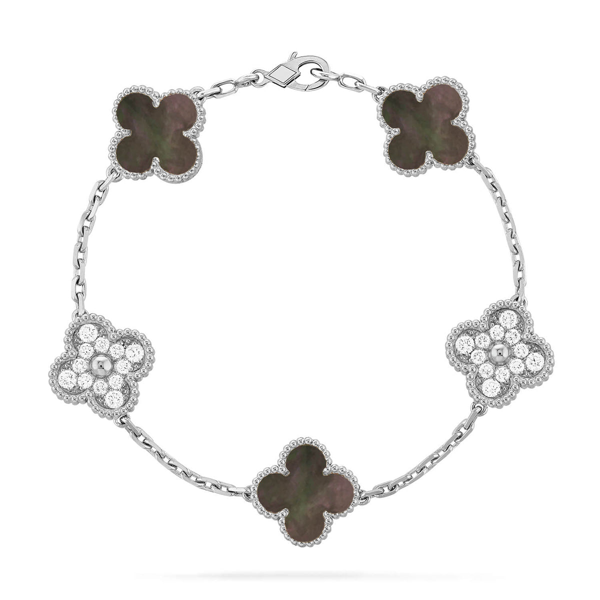[Okajuri Jewelry] CLOVER 5 MOTIF GRAY MOP BRACELET COLLECTION