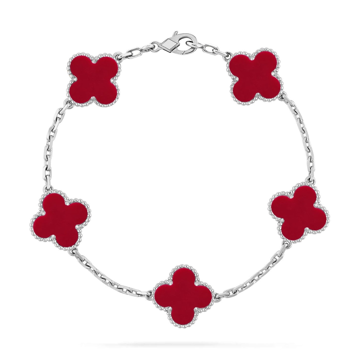 [Okajuri Jewelry] CLOVER 5 MOTIF RED CORNELIAN BRACELET COLLECTION