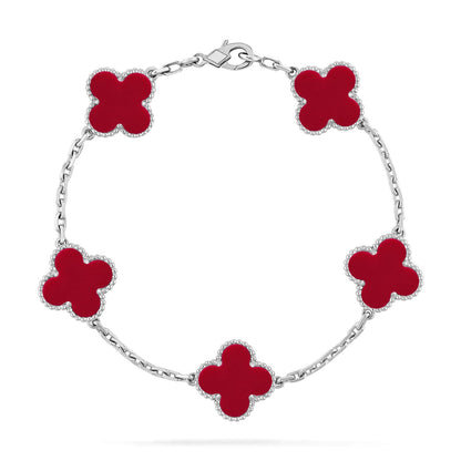 [Okajuri Jewelry] CLOVER 5 MOTIF RED CORNELIAN BRACELET COLLECTION