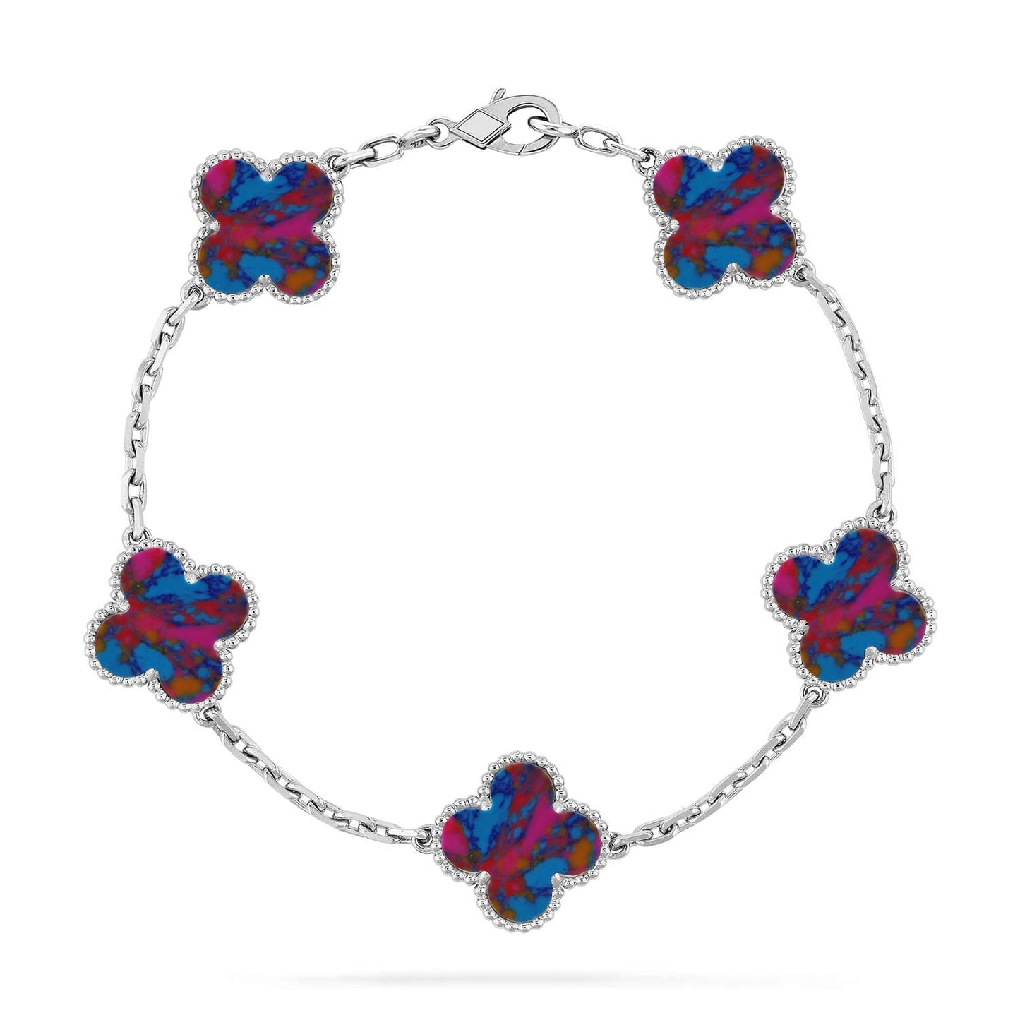 [Okajuri Jewelry] CLOVER 5 MOTIF COLOR GEMSTONES BRACELET COLLECTION