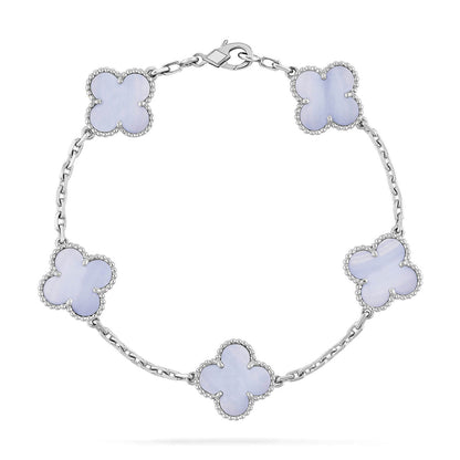 [Okajuri Jewelry] CLOVER 5 MOTIF PURPLE CHALCEDONY BRACELET COLLECTION