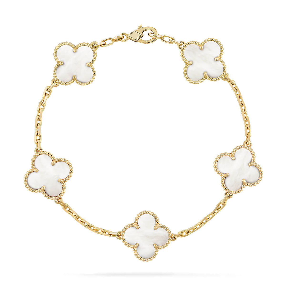 [Okajuri Jewelry]CLOVER WHITE PEARL MOP 5 MOTIF BRACELET COLLECTION
