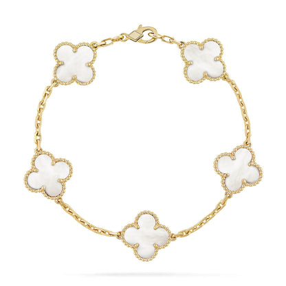 [Okajuri Jewelry]CLOVER WHITE PEARL MOP 5 MOTIF BRACELET COLLECTION