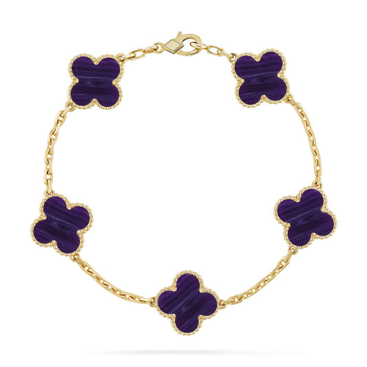 [Okajuri Jewelry]CLOVER 5 MOTIF PURPLE STRIPES BRACELET COLLECTION