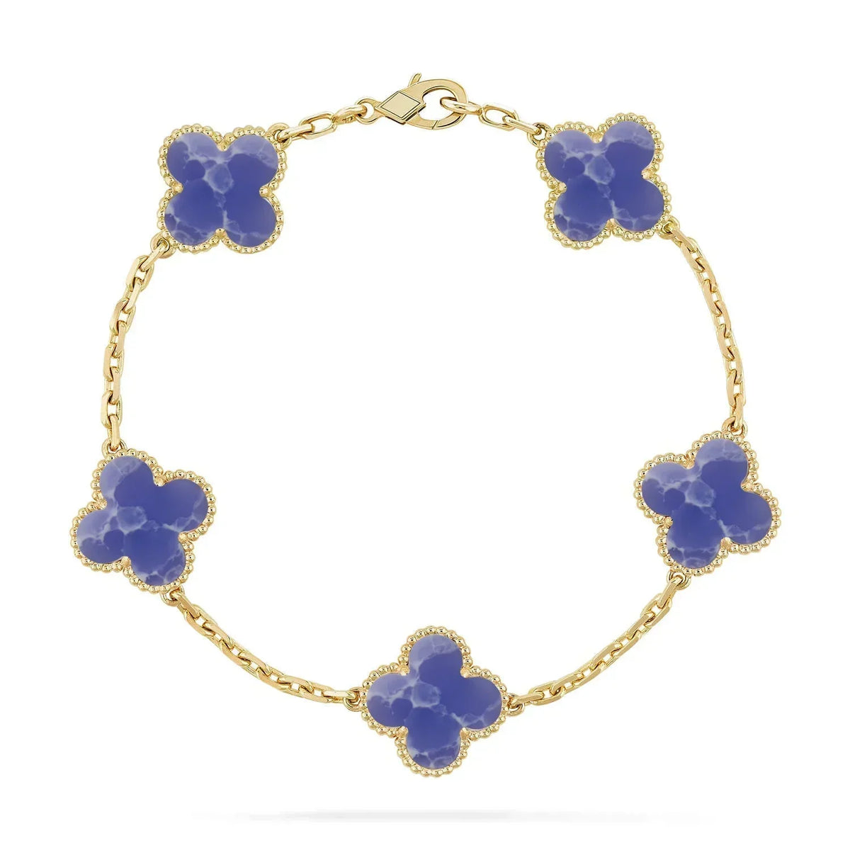 [Oakjuri™ Jewelry] ] LOVE & JUSTE & Blue Veins Clover 5-Motif Diamond Bracelet Stack Set