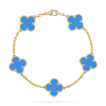 [Okajuri Jewelry]  CLOVER 5 MOTIF BLUE AGATE BRACELET COLLECTION