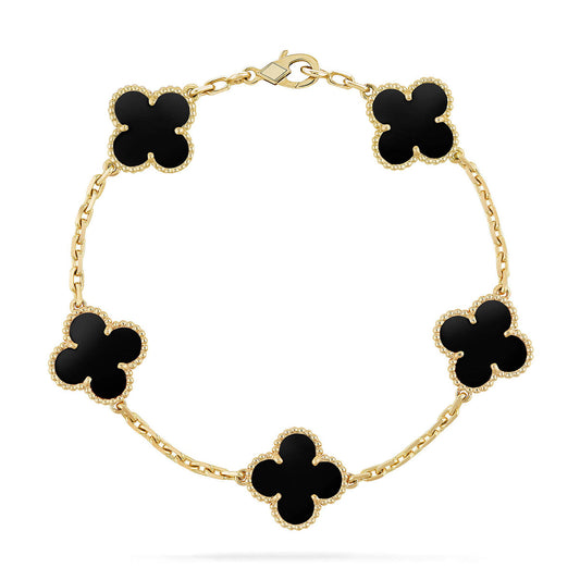 [Okajuri Jewelry] CLOVER 5 MOTIF ONYXS BRACELET COLLECTION
