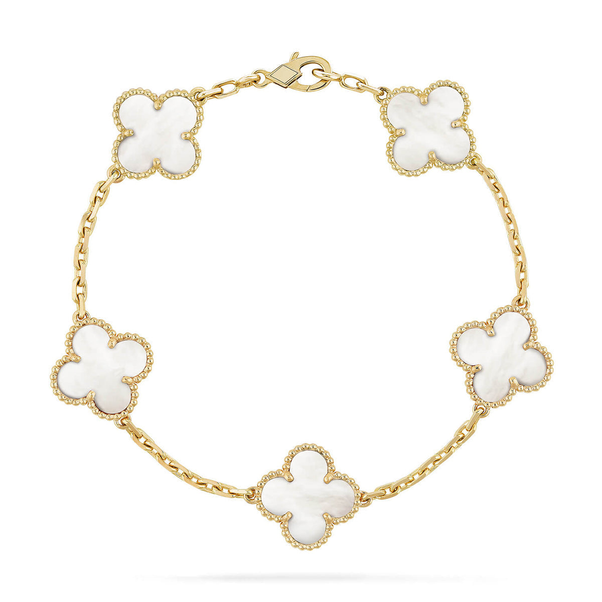 [Okajuri Jewelry] CLOVER WHITE PEARL MOP 5 MOTIF BRACELET COLLECTION