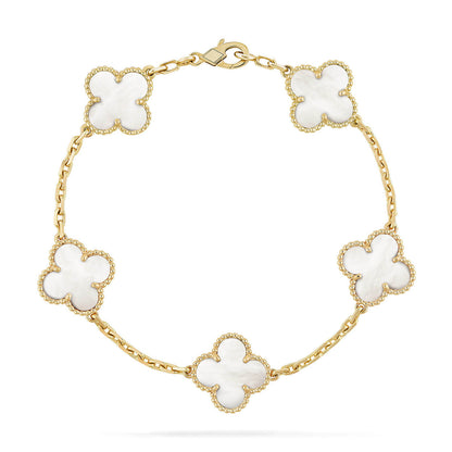 [Okajuri Jewelry] CLOVER WHITE PEARL MOP 5 MOTIF BRACELET COLLECTION