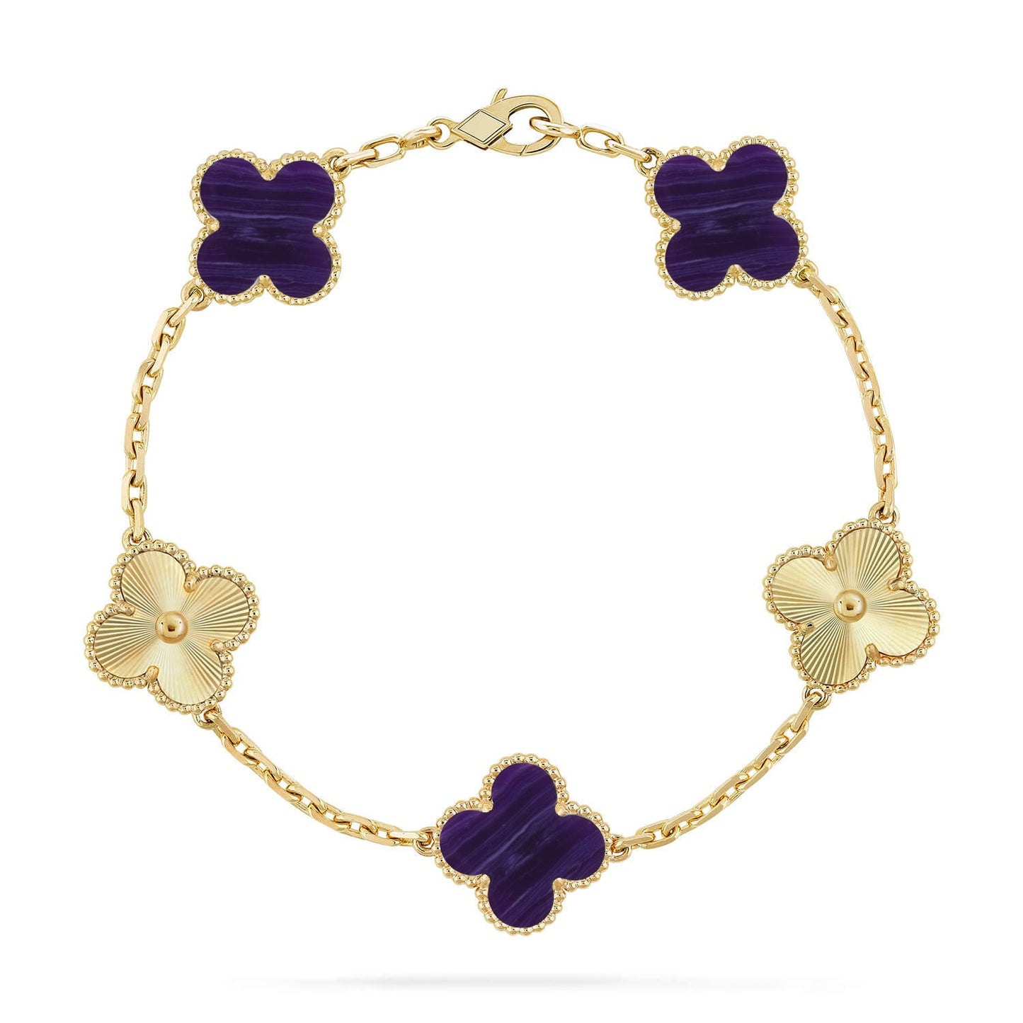 [Okajuri Jewelry]CLOVER 5 MOTIF PURPLE STRIPES BRACELET COLLECTION