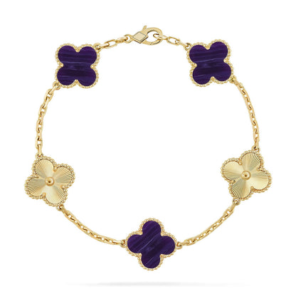 [Okajuri Jewelry]CLOVER 5 MOTIF PURPLE STRIPES BRACELET COLLECTION