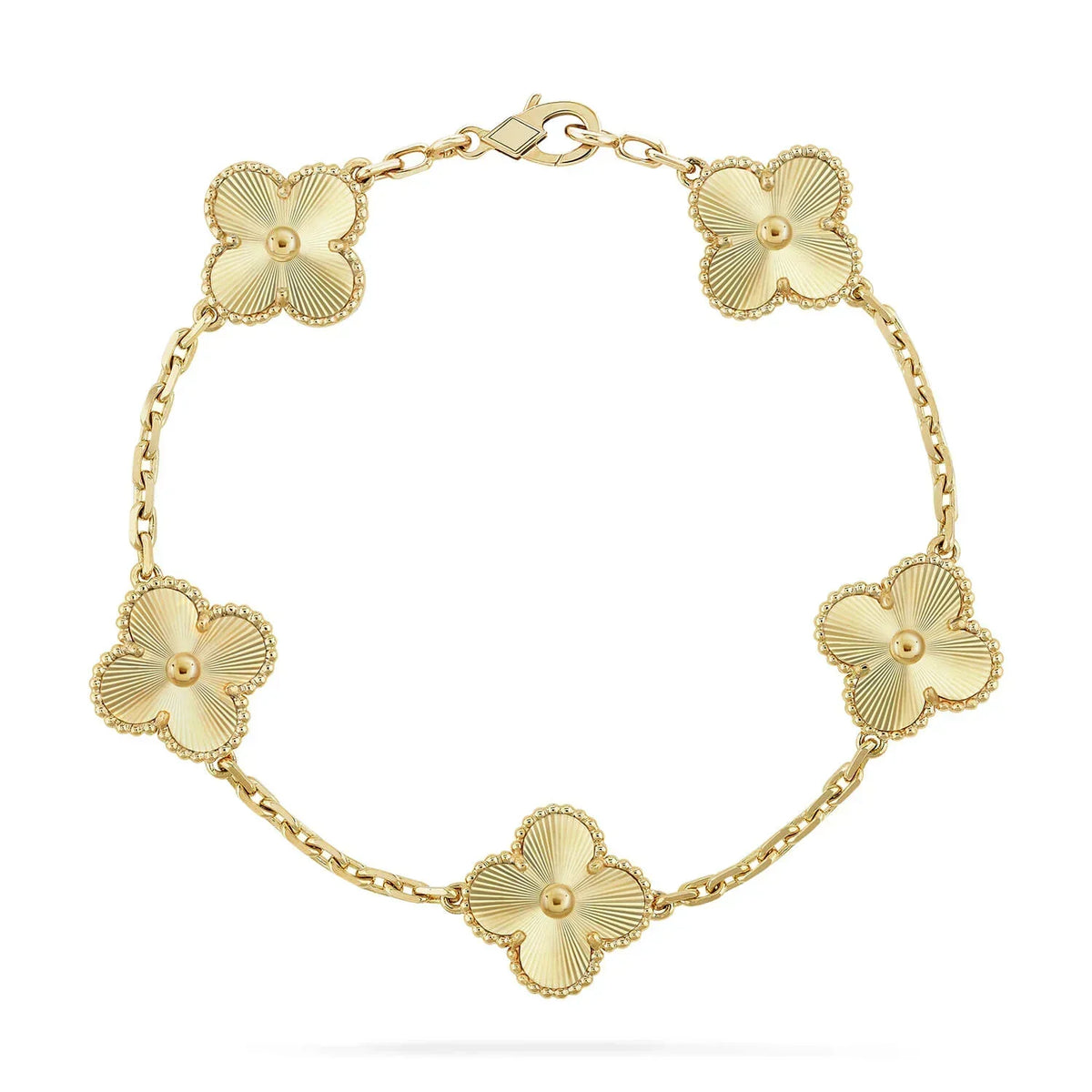 [Oakjuri™ Jewelry] ] CLASH & Clover Laser 5-Motif & LOVE Brushed Bracelet Stack Set