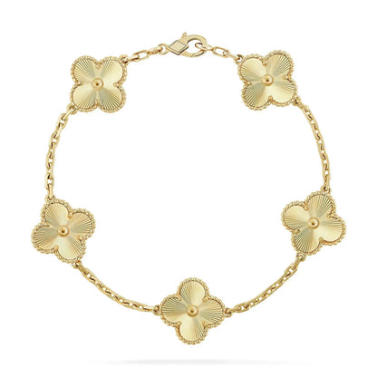 [Oakjuri™ Jewelry] ] CLASH & Clover Laser 5-Motif & LOVE Brushed Bracelet Stack Set