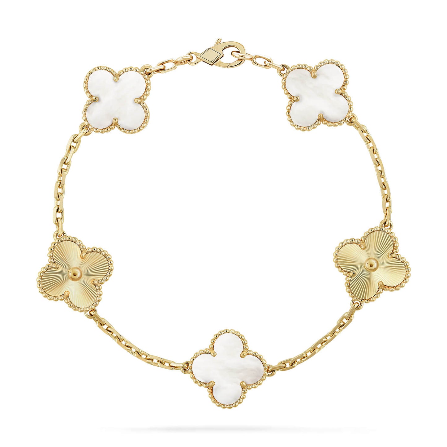 [Okajuri Jewelry]CLOVER WHITE PEARL MOP 5 MOTIF BRACELET COLLECTION