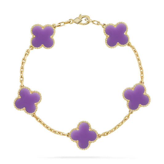 [Okajuri Jewelry]CLOVER 5 MOTIF LIGHT PURPLE BRACELET COLLECTION