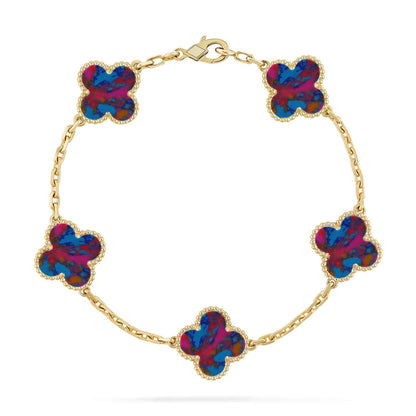 [Okajuri Jewelry] CLOVER 5 MOTIF COLOR GEMSTONES BRACELET COLLECTION
