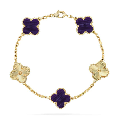 [Okajuri Jewelry] CLOVER 5 MOTIF PURPLE STRIPES BRACELET COLLECTION