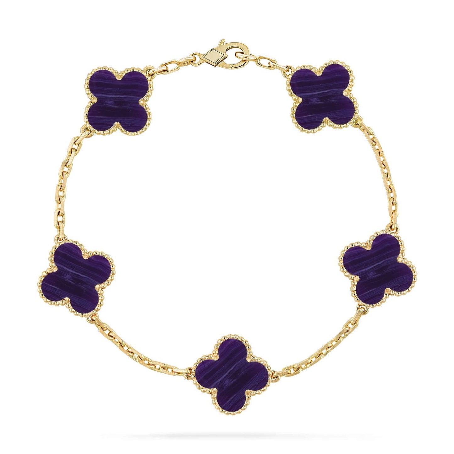 [Okajuri Jewelry] CLOVER 5 MOTIF PURPLE STRIPES BRACELET COLLECTION