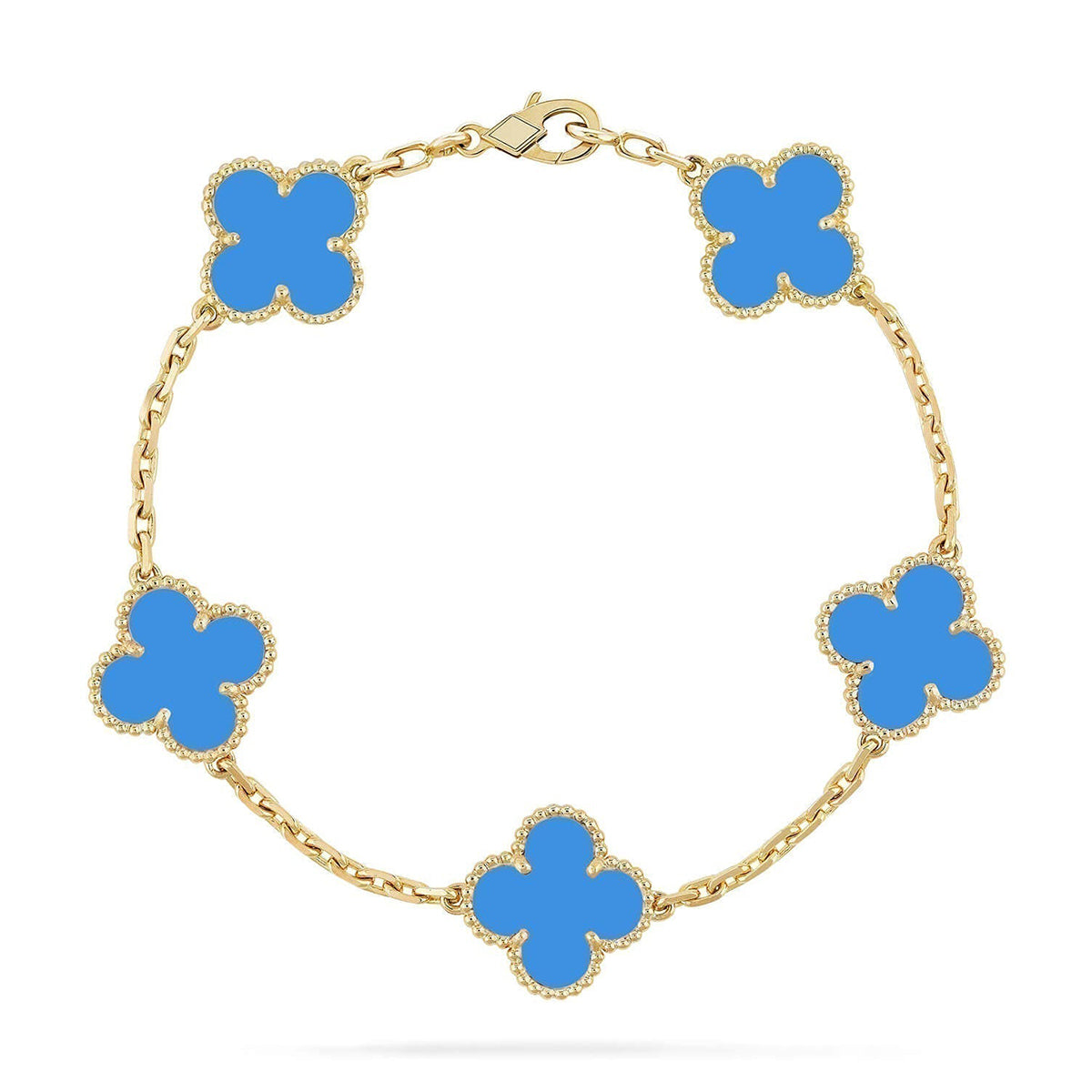 [Okajuri Jewelry] CLOVER 5 MOTIF BLUE AGATE BRACELET COLLECTION