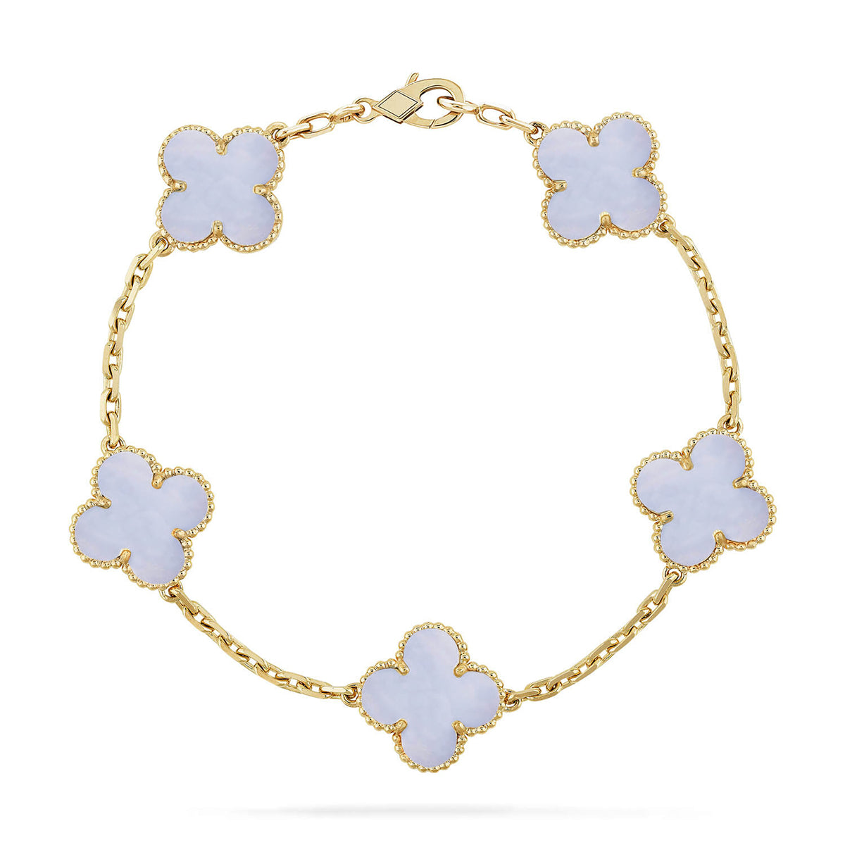 [Okajuri Jewelry] CLOVER 5 MOTIF PURPLE CHALCEDONY BRACELET COLLECTION