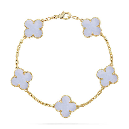 [Okajuri Jewelry] CLOVER 5 MOTIF PURPLE CHALCEDONY BRACELET COLLECTION