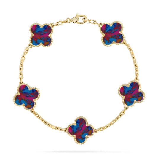 [Okajuri Jewelry]CLOVER 5 MOTIF COLOR GEMSTONES BRACELET COLLECTION