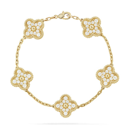 [Okajuri Jewelry]  CLOVER 5 MOTIF FULL DIAMOND BRACELET COLLECTION