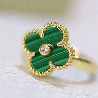 [Okajuri Jewelry]CLOVER MALACHITE RING GOLD DIAMOND
