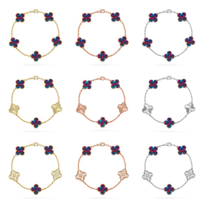 [Okajuri Jewelry]CLOVER 5 MOTIF COLOR GEMSTONES BRACELET COLLECTION