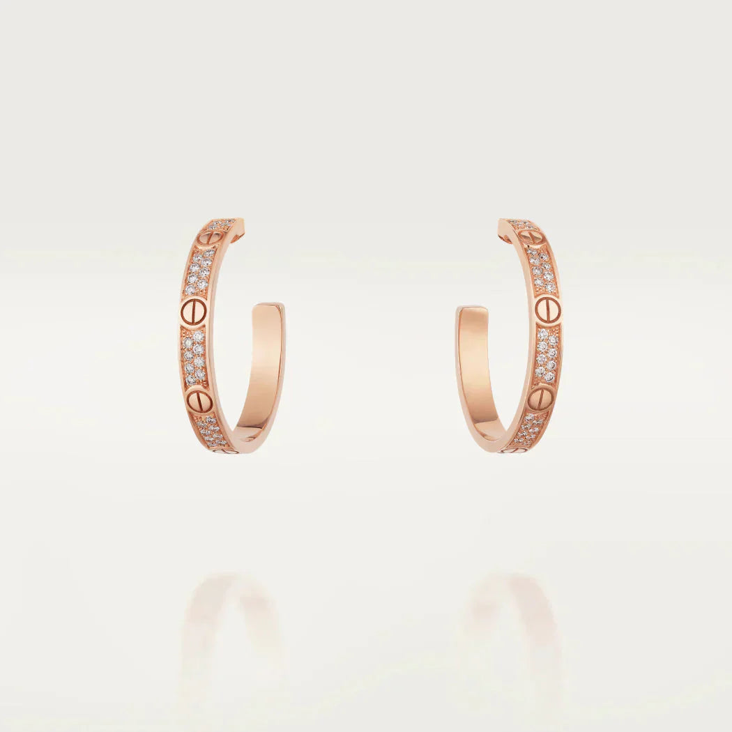 [Okajuri Jewelry]LOVE DIAMOND PINK GOLD HOOP EARRINGS