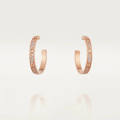 [Okajuri Jewelry]LOVE DIAMOND PINK GOLD HOOP EARRINGS