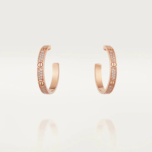[Okajuri Jewelry]LOVE DIAMOND PINK GOLD HOOP EARRINGS