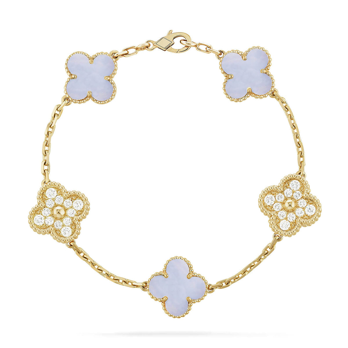 [Okajuri Jewelry] CLOVER 5 MOTIF PURPLE CHALCEDONY BRACELET COLLECTION