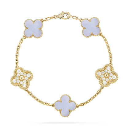 [Okajuri Jewelry] CLOVER 5 MOTIF PURPLE CHALCEDONY BRACELET COLLECTION