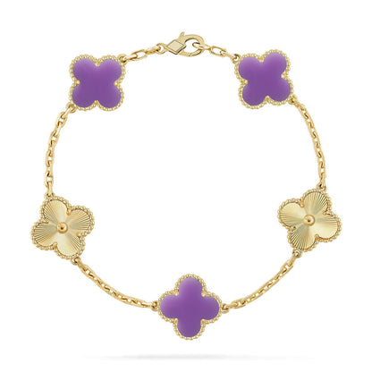 [Okajuri Jewelry] CLOVER 5 MOTIF LIGHT PURPLE BRACELET COLLECTION