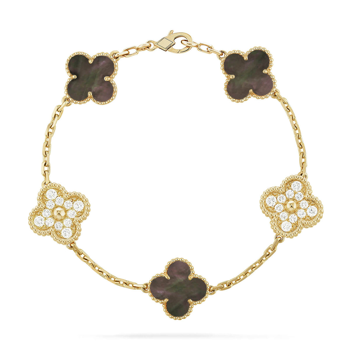 [Okajuri Jewelry] CLOVER 5 MOTIF GRAY MOP BRACELET COLLECTION