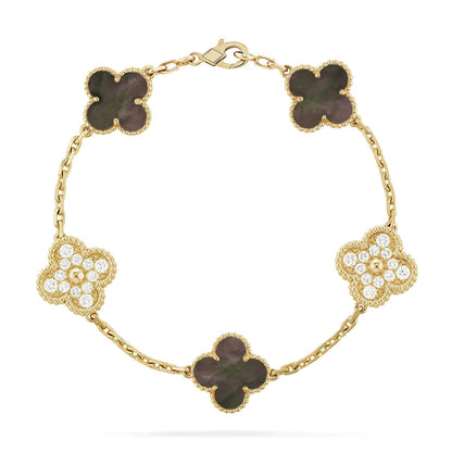 [Okajuri Jewelry] CLOVER 5 MOTIF GRAY MOP BRACELET COLLECTION