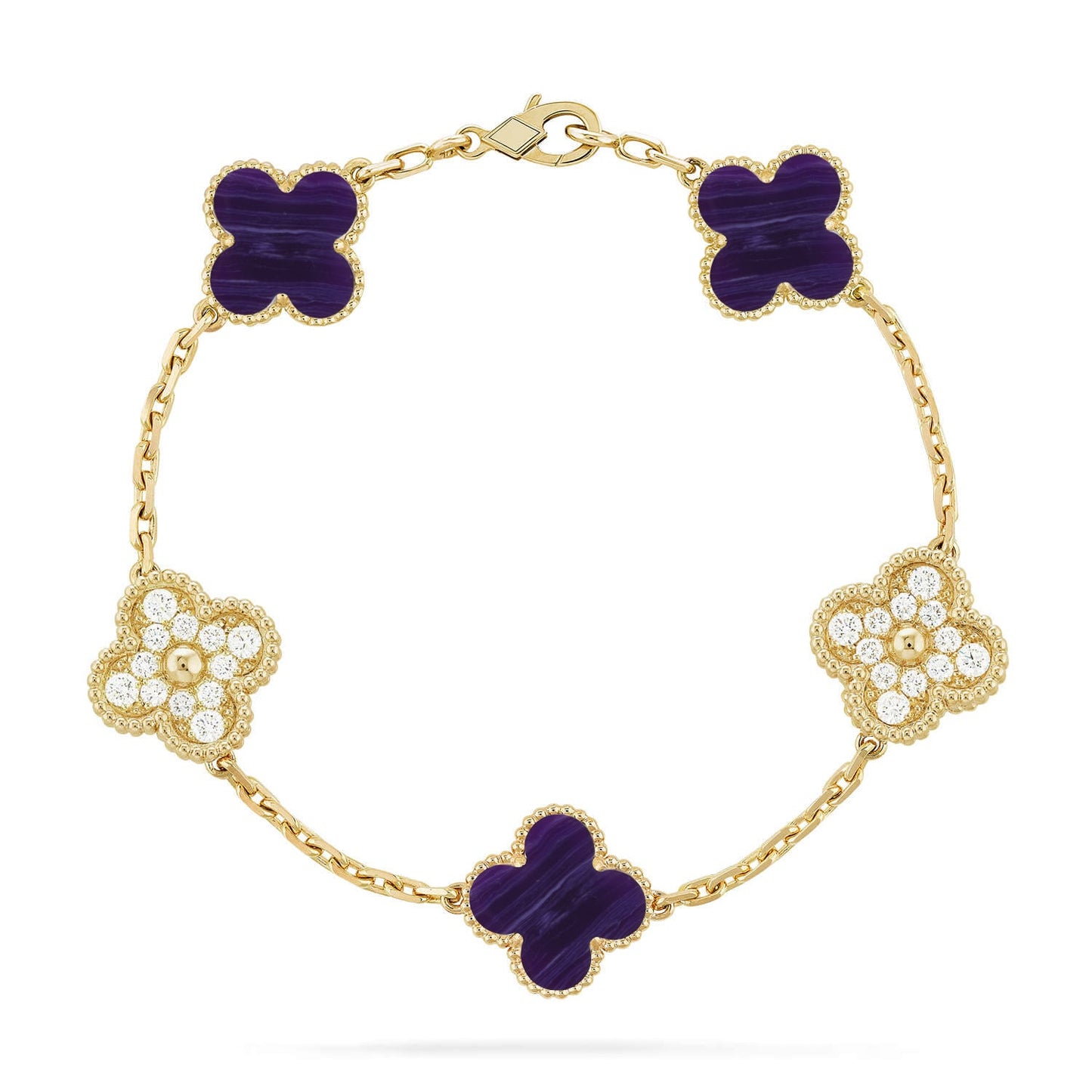 [Okajuri Jewelry]CLOVER 5 MOTIF PURPLE STRIPES BRACELET COLLECTION