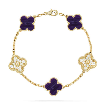 [Okajuri Jewelry]CLOVER 5 MOTIF PURPLE STRIPES BRACELET COLLECTION