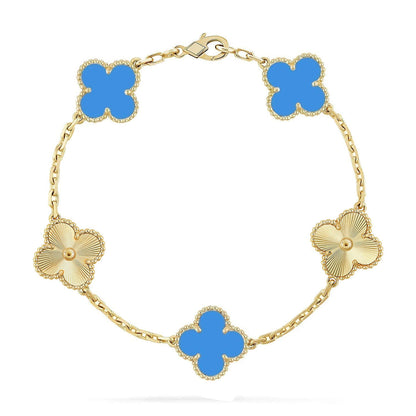 [Okajuri Jewelry] CLOVER 5 MOTIF BLUE AGATE BRACELET COLLECTION