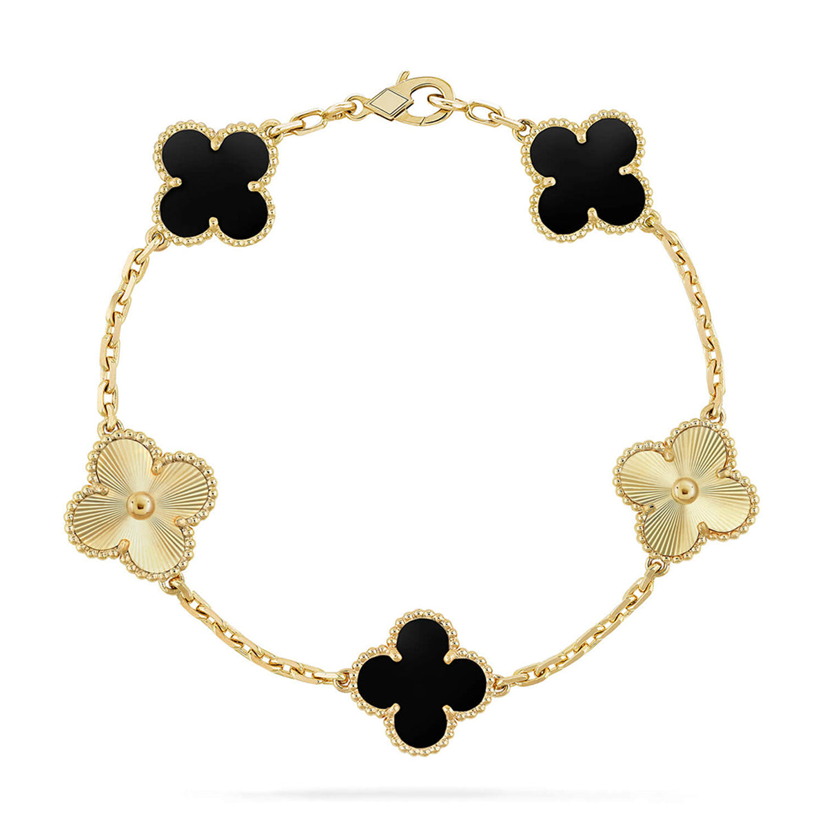 [Okajuri Jewelry] CLOVER 5 MOTIF ONYXS BRACELET COLLECTION